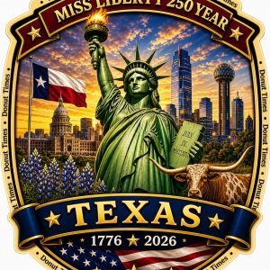 Miss Liberty 250 – Design C (Free Window Decal) - Texas