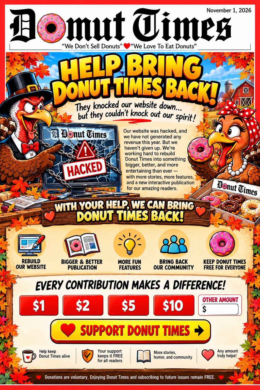 Help bring Donut Times back! Every contribution makes a difference.
